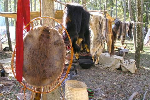 Photo of fur pelts at trading rendezvous